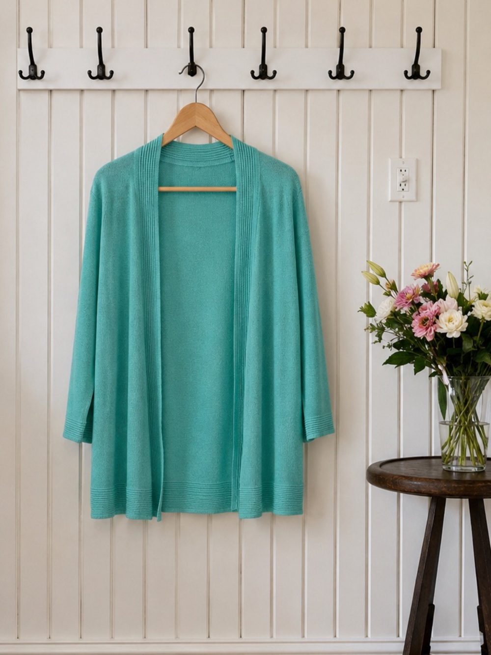NWT Cyrus Women's Open-Front Turquoise Cardigan